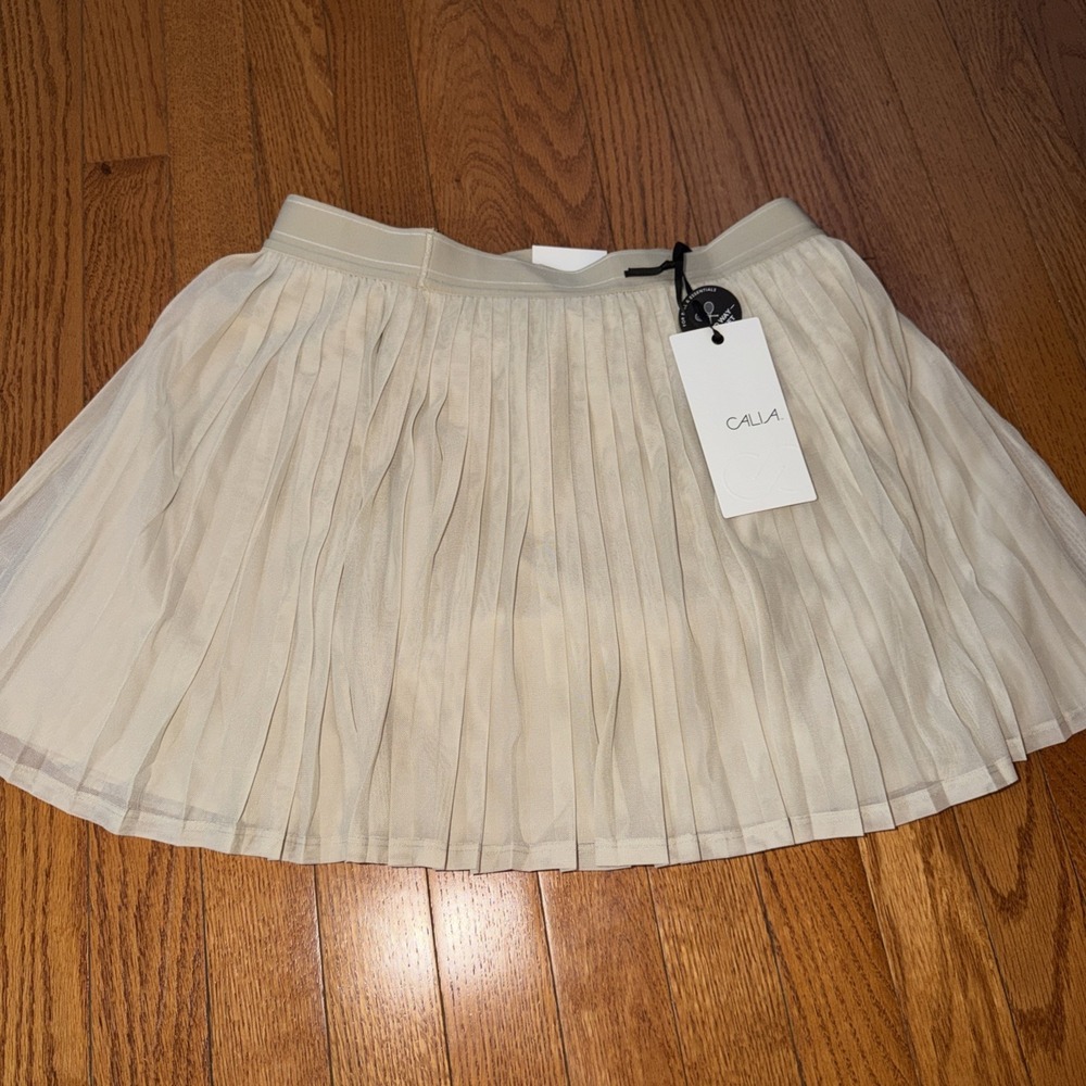 Calia Court High Rise Skort XL Khaki Sand Pleated Athletic Tennis Pockets